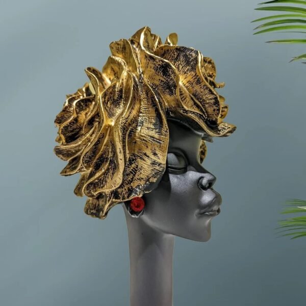 Resin African Flower Lady African Lady Showpiece for Home Decor Black Lady Figurine