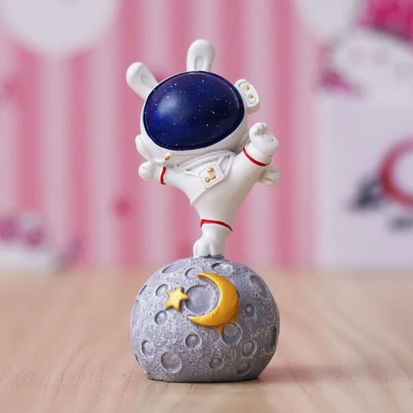 Eunoia Crafts Astronaut Statue Spaceman Figurine Sky Rabbit Standing on Moon Showpiece - Image 3