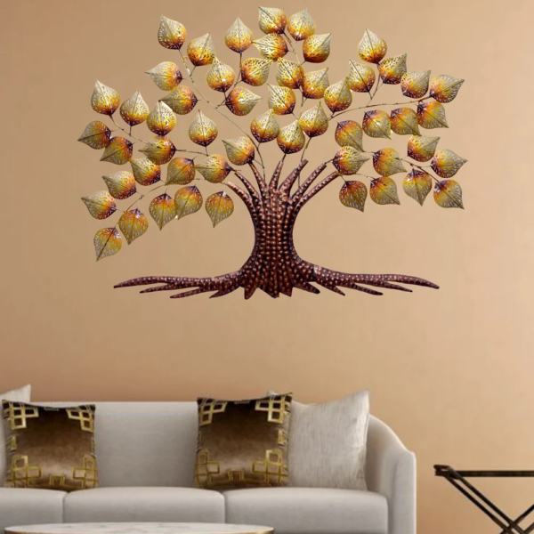 Golden Iron Metal Led Tree Wall Decor