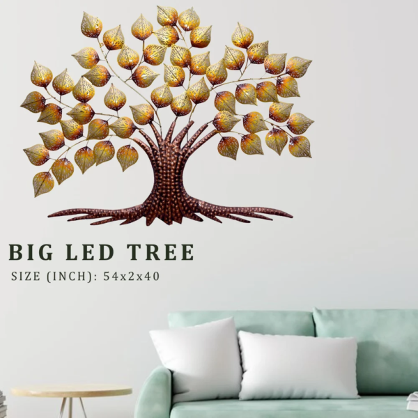 Golden Iron Metal Led Tree Wall Decor - Image 3